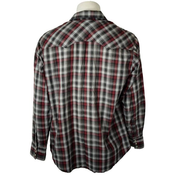 Wrangler Wrancher Mens XL Long Sleeve Plaid Snap Closure Shirt - Picture 2 of 5